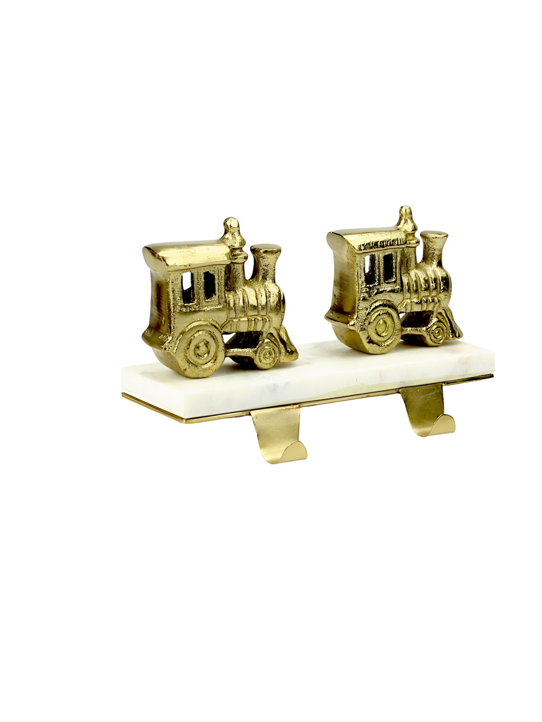 Hind Decor Gold Toned Train Marble Base Stocking Holder