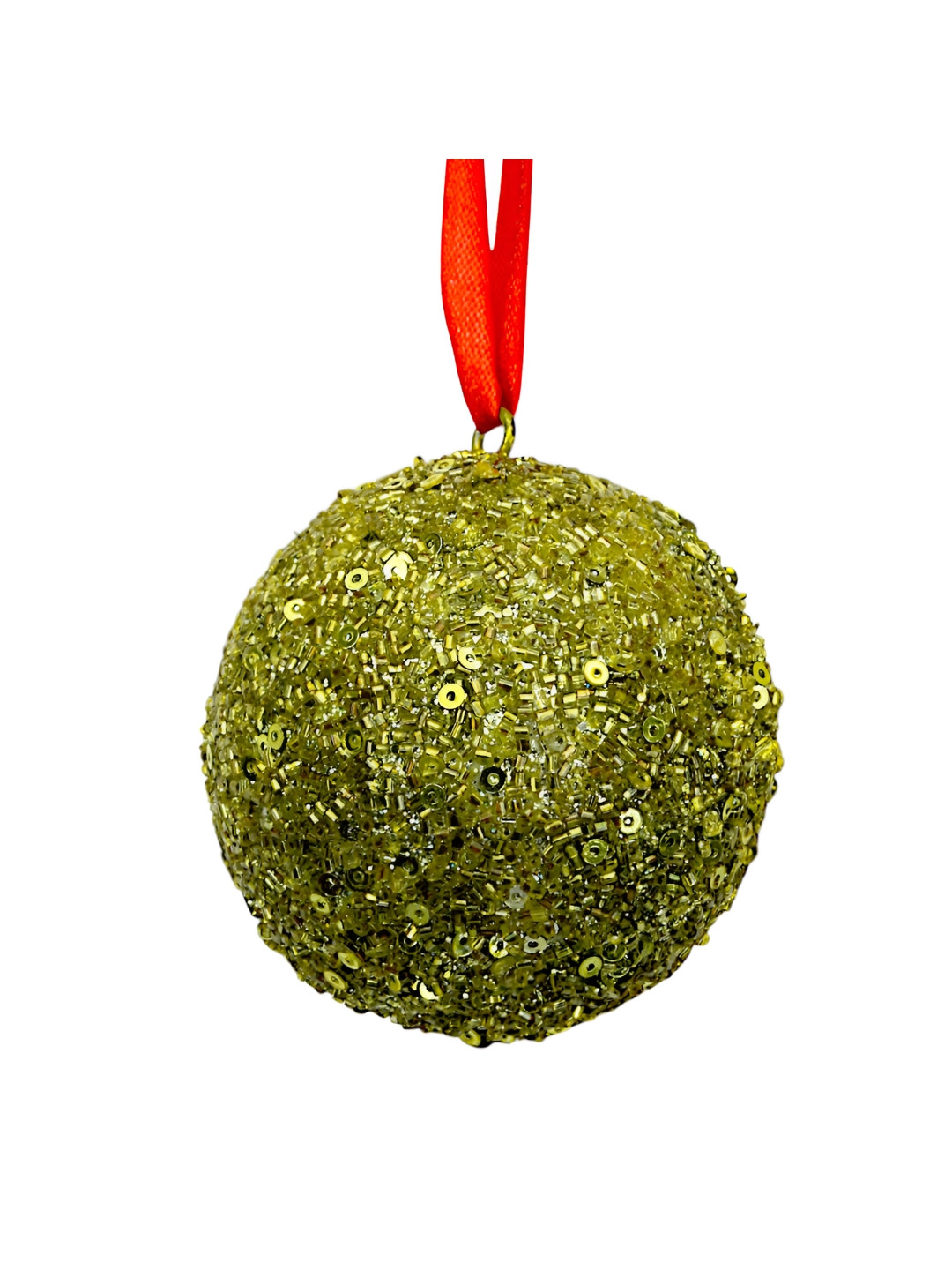 Hind Decor Green Metallic Glittered Hanging Christmas Ball