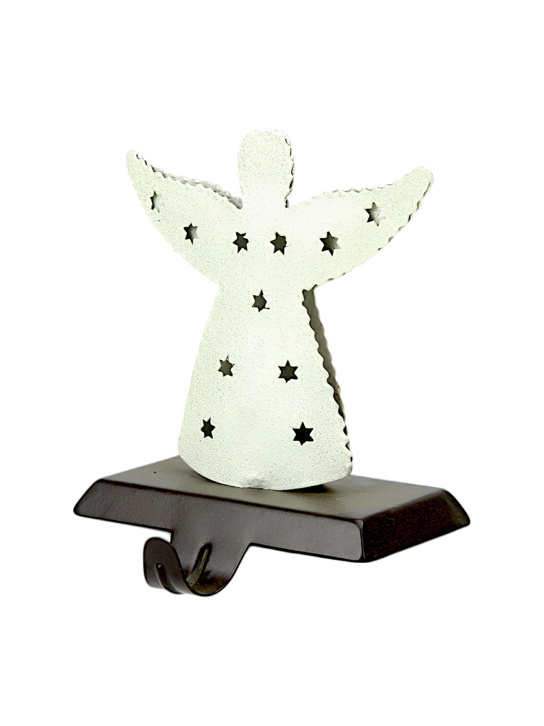 Hind Decor White & Black Metallic Christmas Angel Stocking Holder