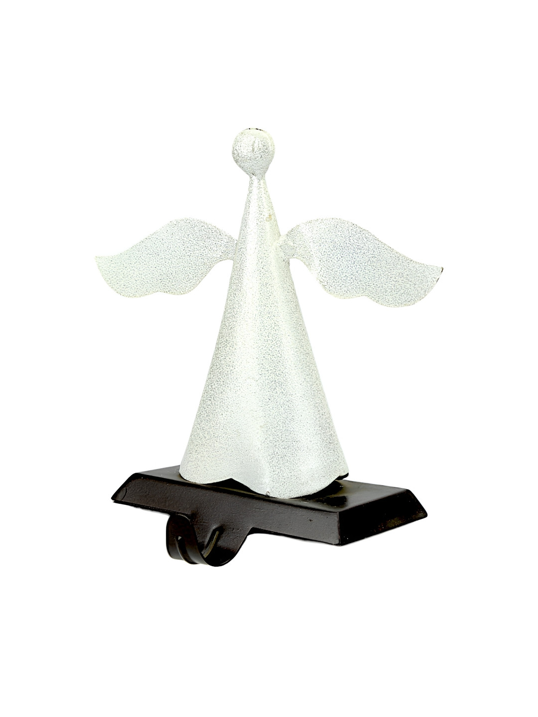Hind Decor White and Black Christmas Angel Shaped Stocking Holder