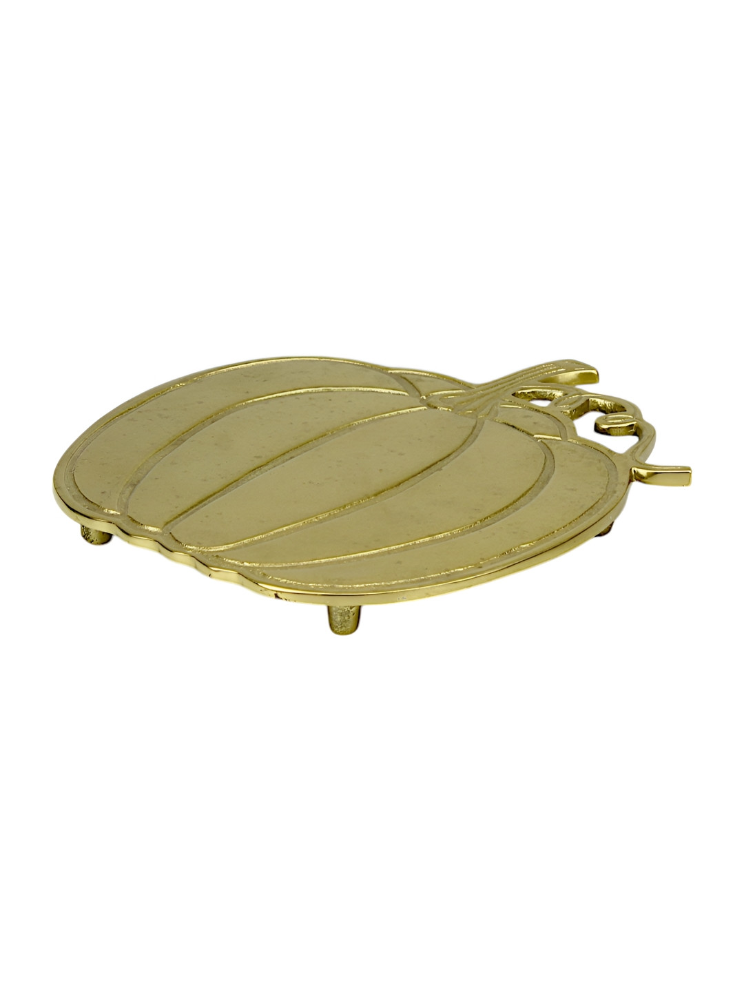 Hind Decor Gold-Toned Textured Aluminum Pumpkin-Shaped Tray