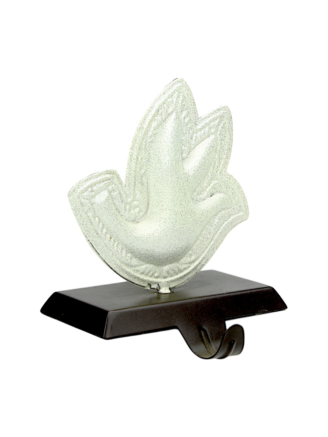 Hind Decor White Textured Metallic Bird Stocking Holder