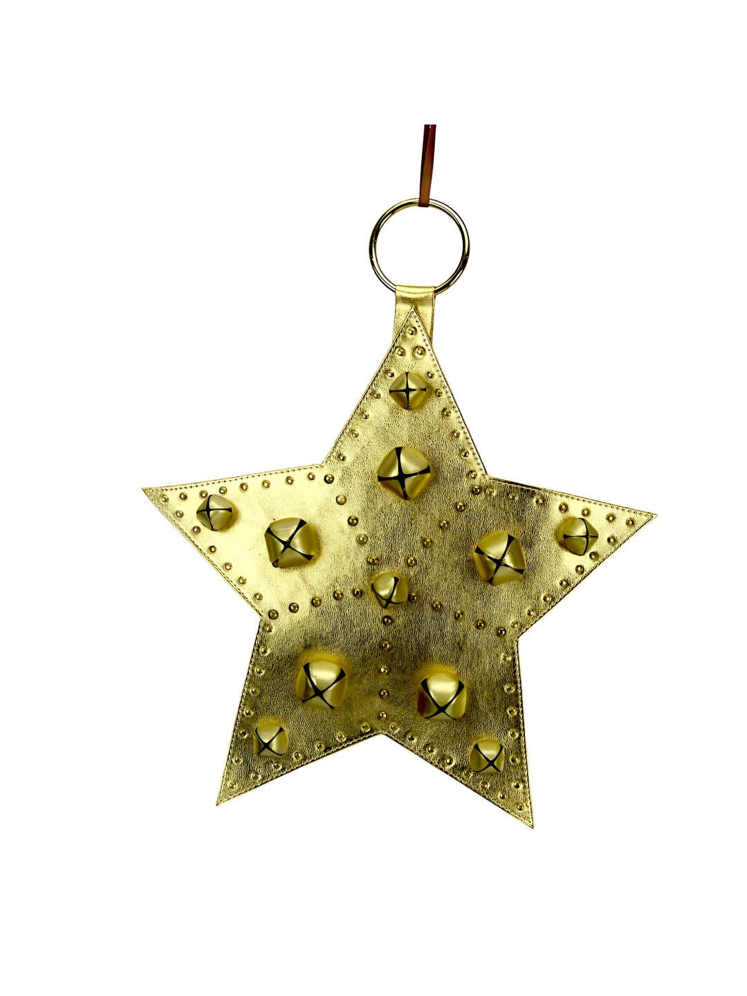 Hind Decor Gold Toned Textured Christmas Star With Bells