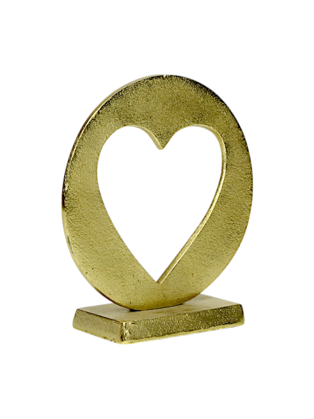 Hind Decor Christmas Hollow Heart Gold Aluminium Metallic Living Room Hand-Crafted Medium Showpiece - 5.5 Inches