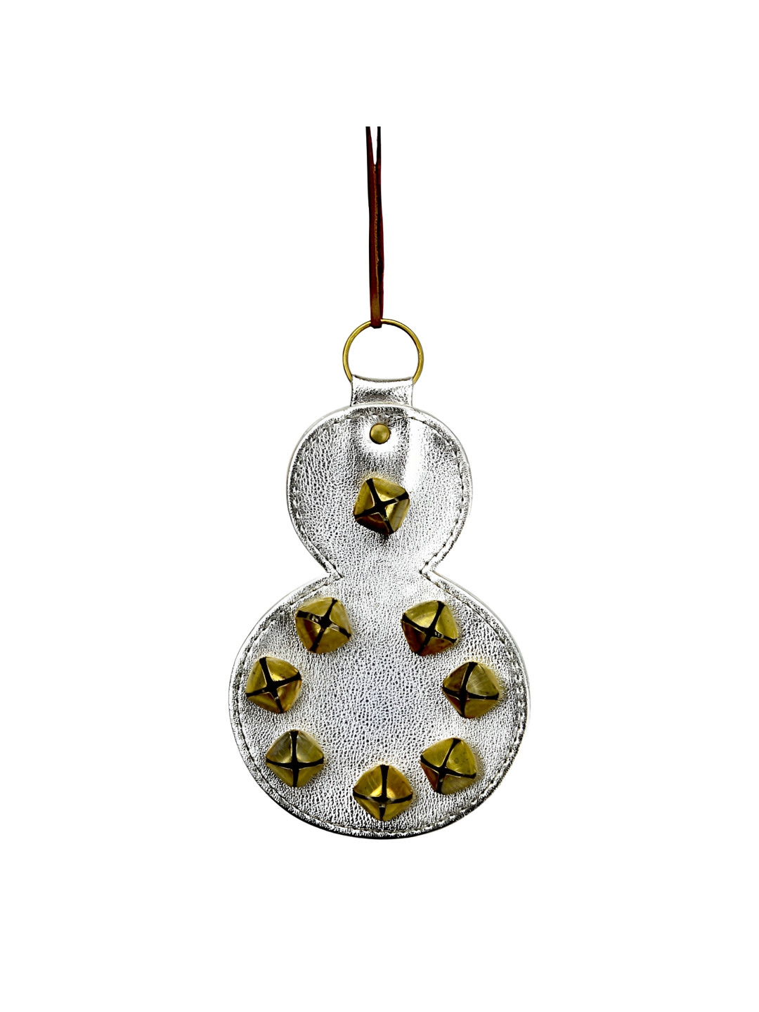Hind Decor Silver-Toned Hanging Christmas Snowman with Bells