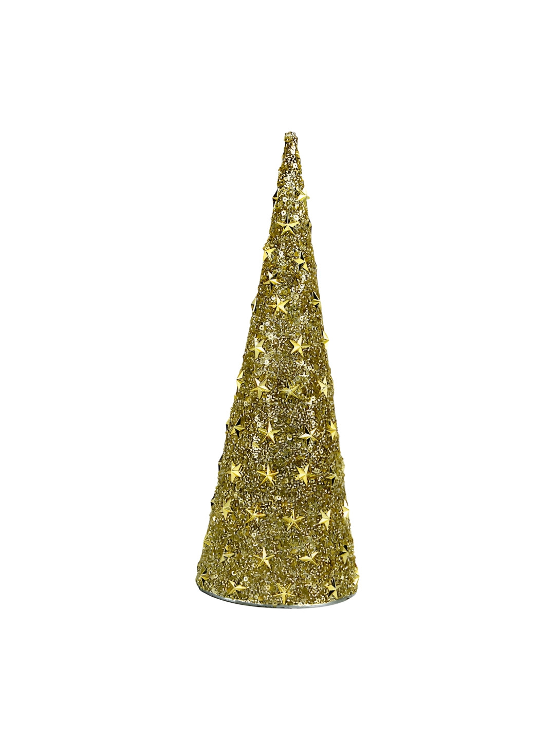 Hind Decor Gold Toned Glittered Christmas Tree Cone