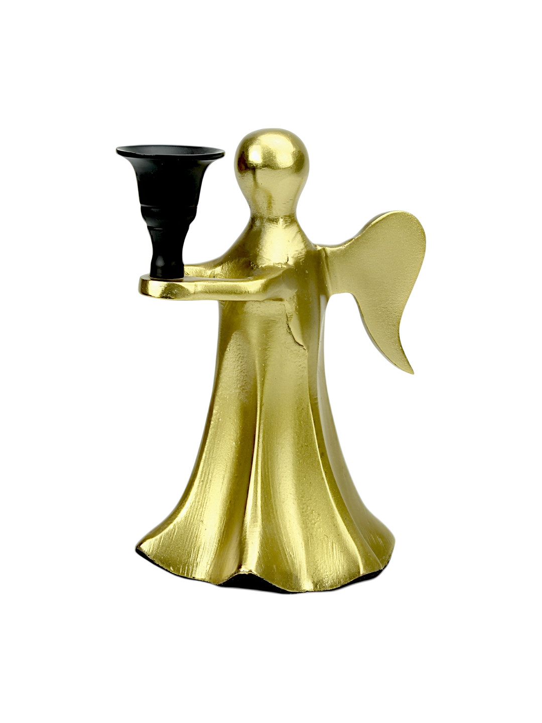 Hind Decor Gold-Toned Textured Christmas Angle-Shaped Candle Holder