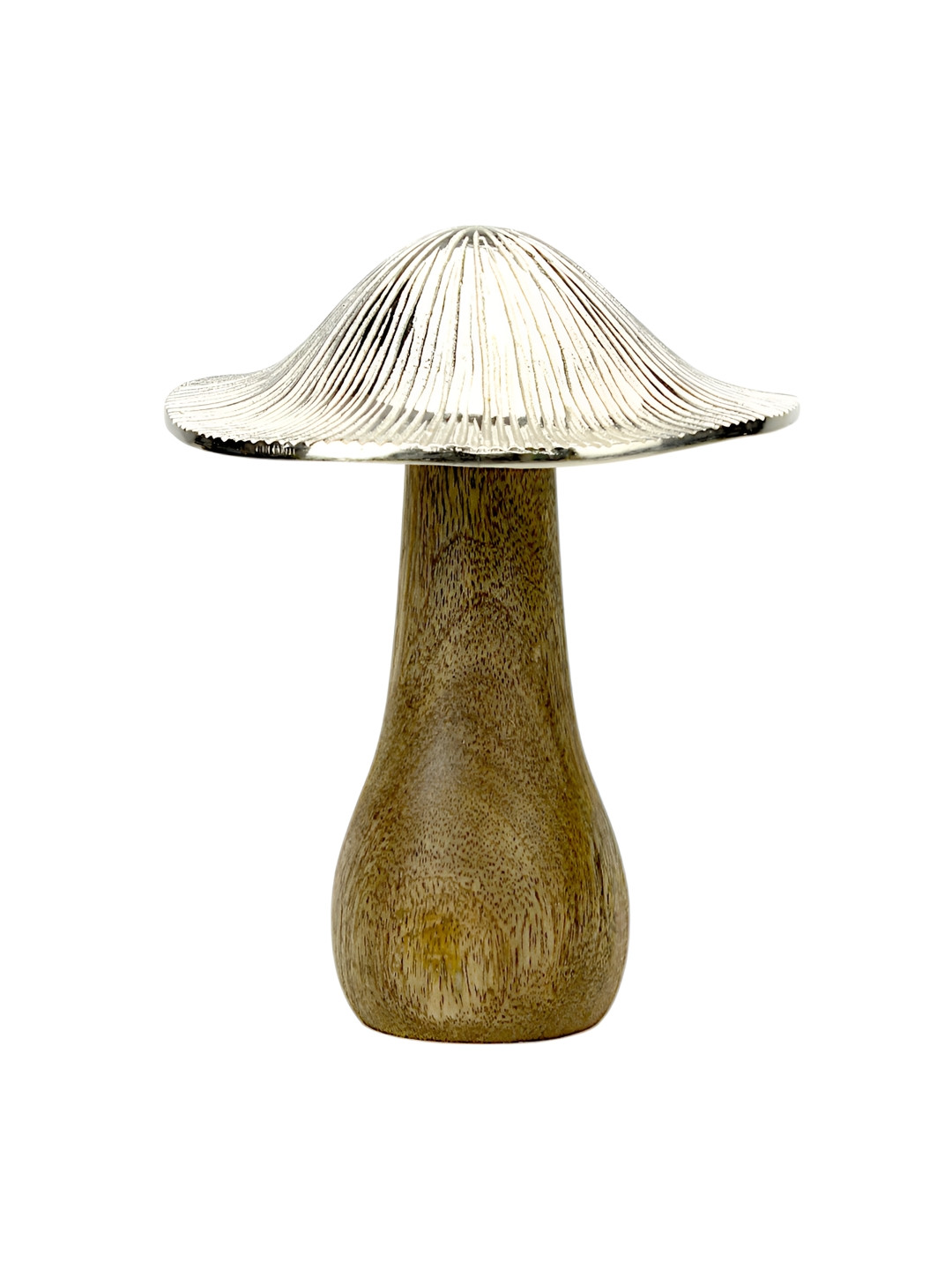 Hind Decor Mushroom Silver Aluminium Metallic Living Room Hand-Crafted Small Showpiece - 7.5 Inches