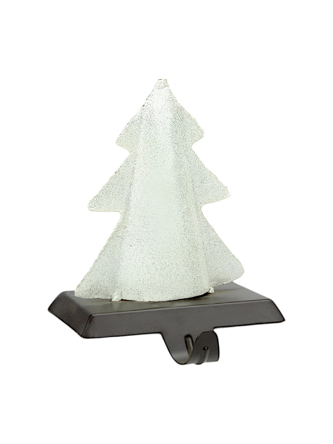 Hind Decor White and Black Metallic Christmas Tree Shape Stocking Holder