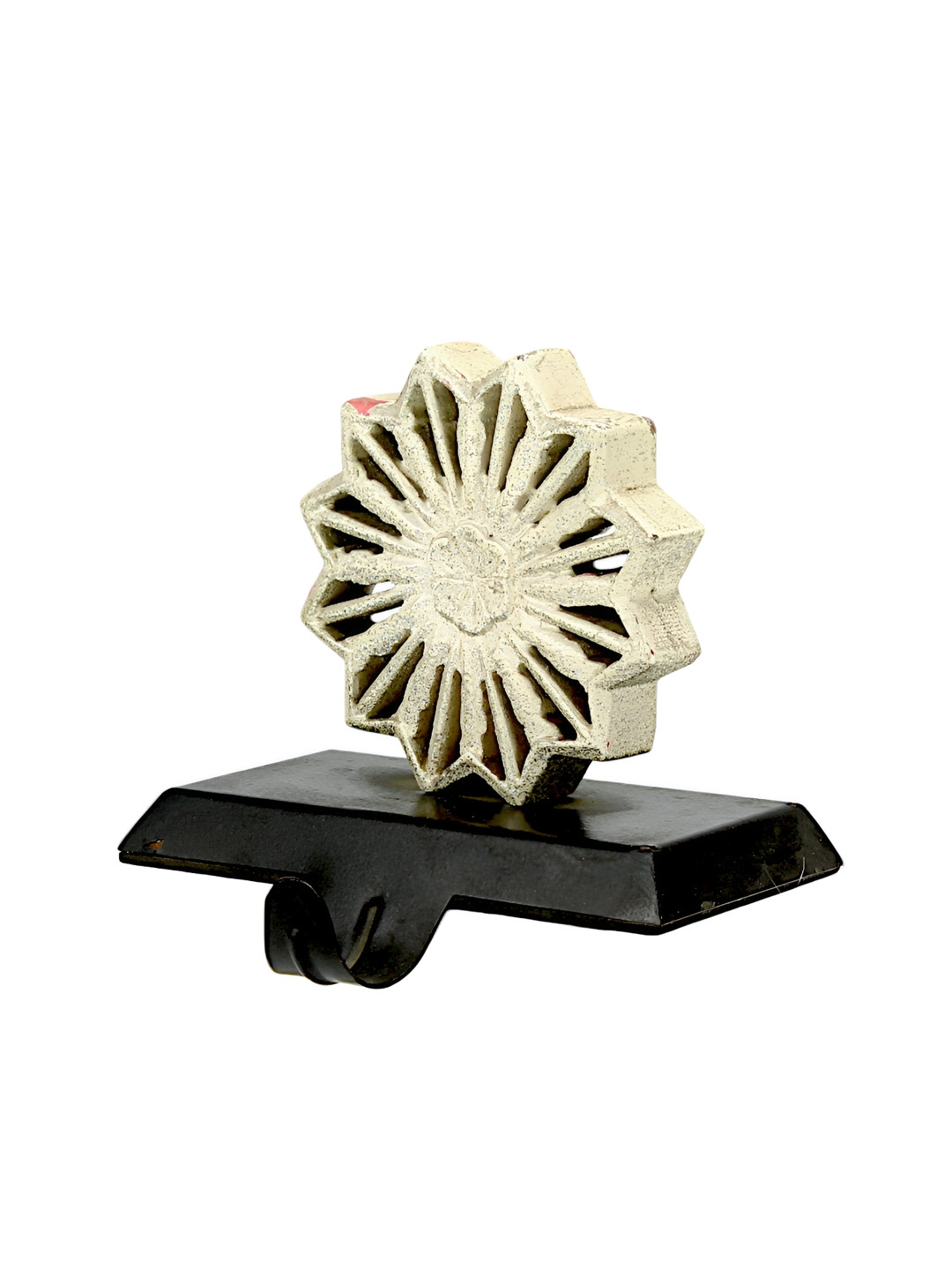 Hind Decor White & Black Metallic Flower Shape Stocking Holder