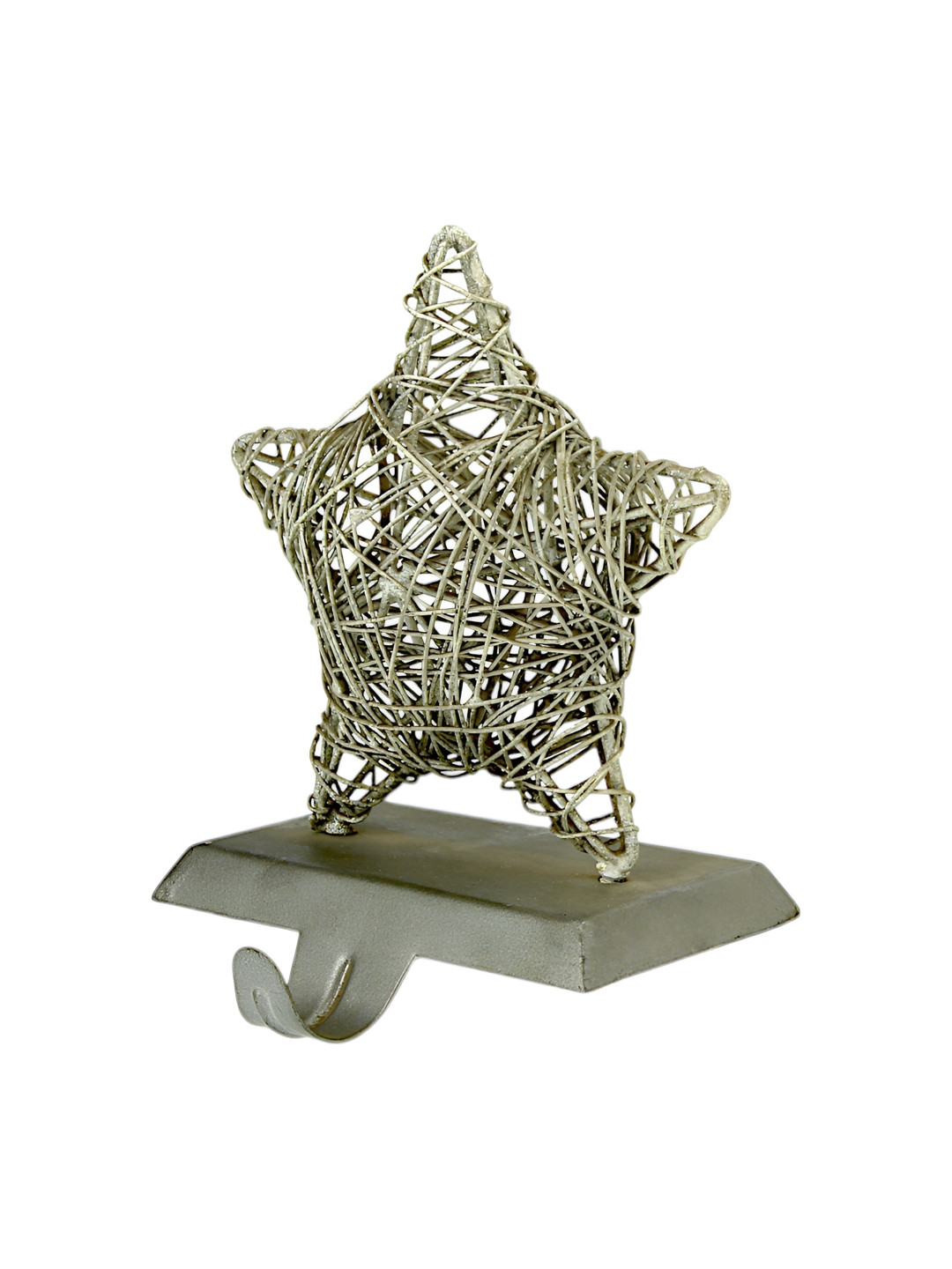 Hind Decor Silver-Toned Christmas Shaped Metal Stocking Holder