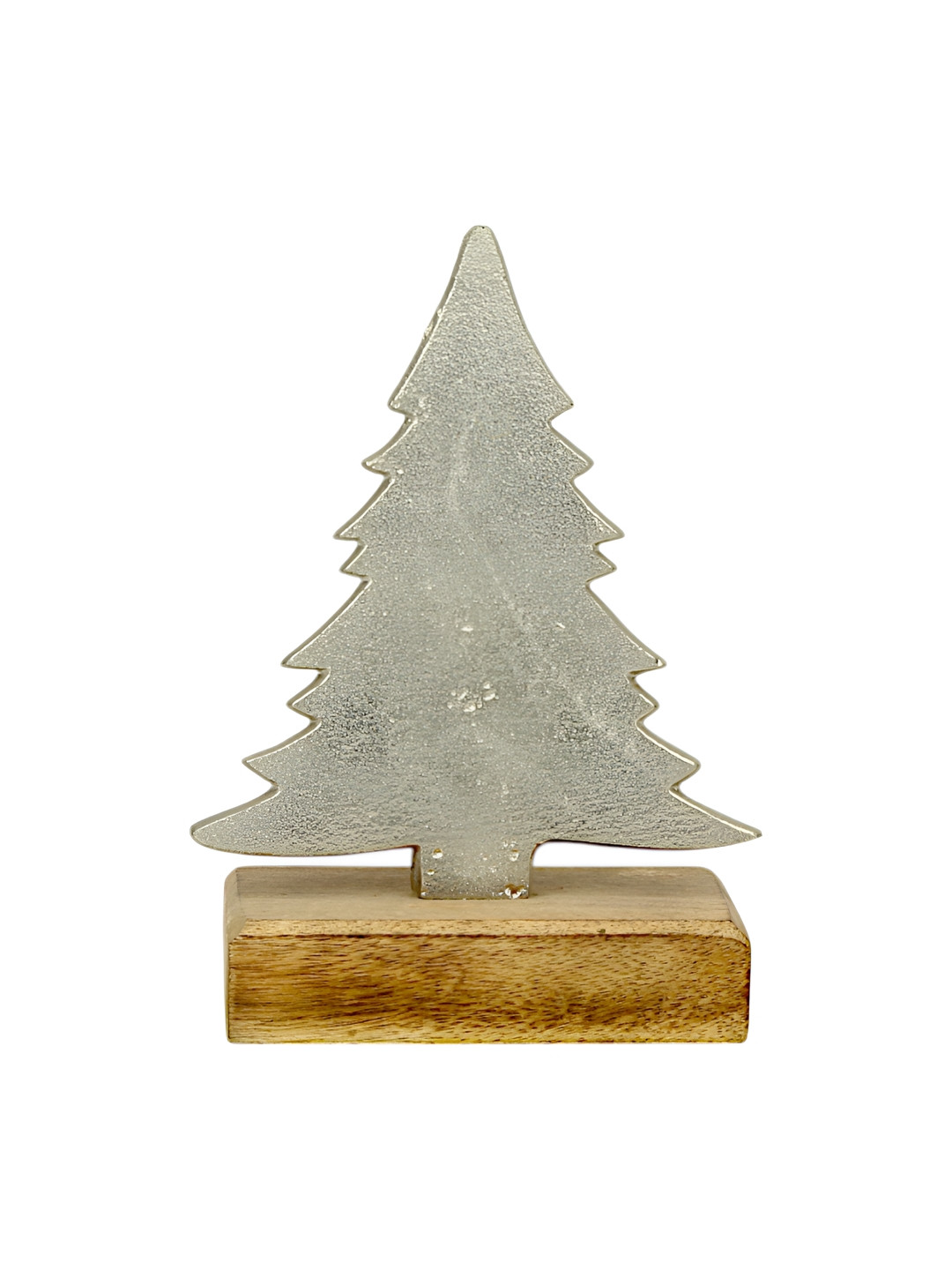 Hind Decor Christmas Tree Silver Aluminium Metallic Living Room Hand-Crafted Medium Showpiece - 6.3 Inches