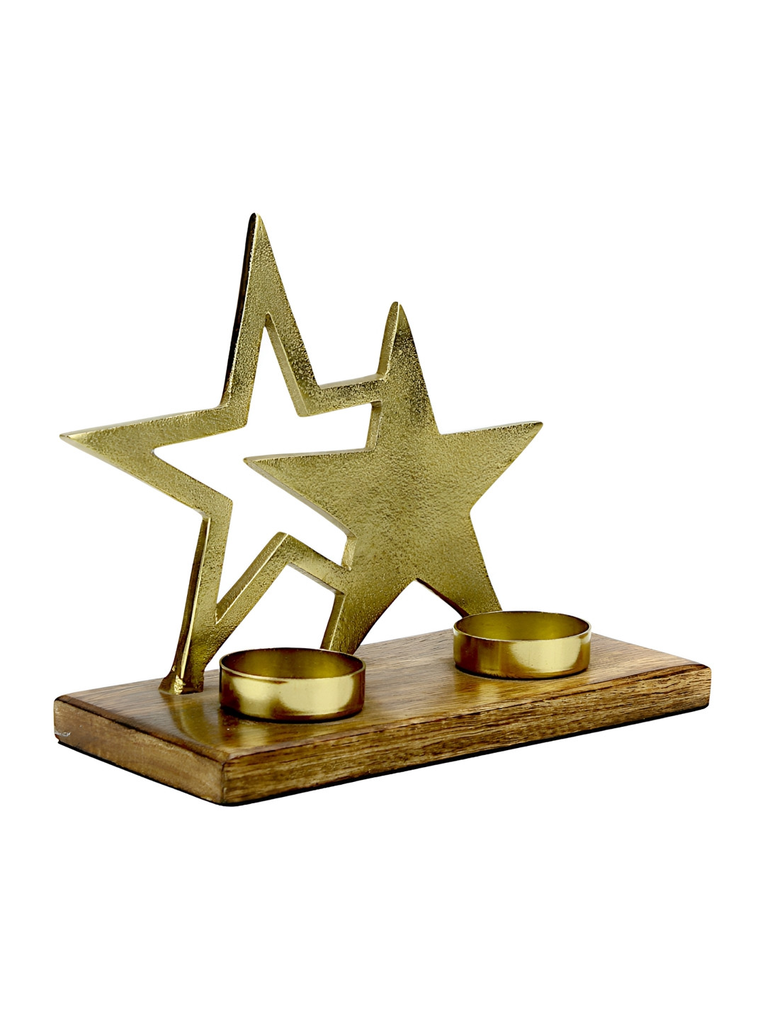 Hind Decor Gold-Toned Textured Christmas Star-Shaped Candle Holder