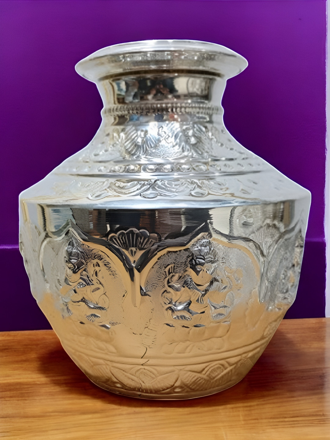 Sigaram Pooja Articles Silver-Toned German Silver Bindige Kalash Kodem For Home PoojaDecor