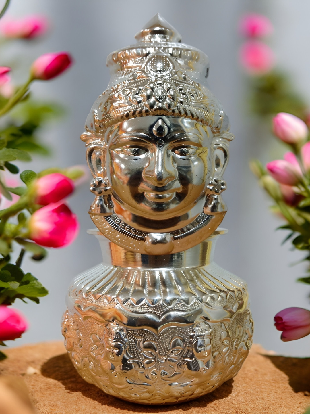 Sigaram Silver-Toned 2 Pieces Kalash & Lakshmi Face Mukkot