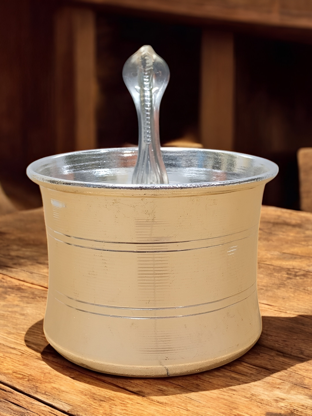 Sigaram Pooja Articles Silver-Toned Panchpatre With Uddarane