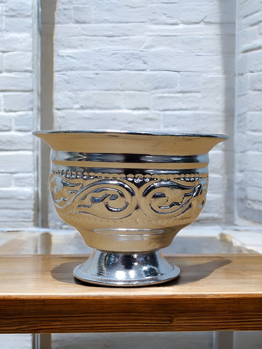 Sigaram Pooja Articles Silver-Toned German Silver KumKum Barani Pooja Essentials