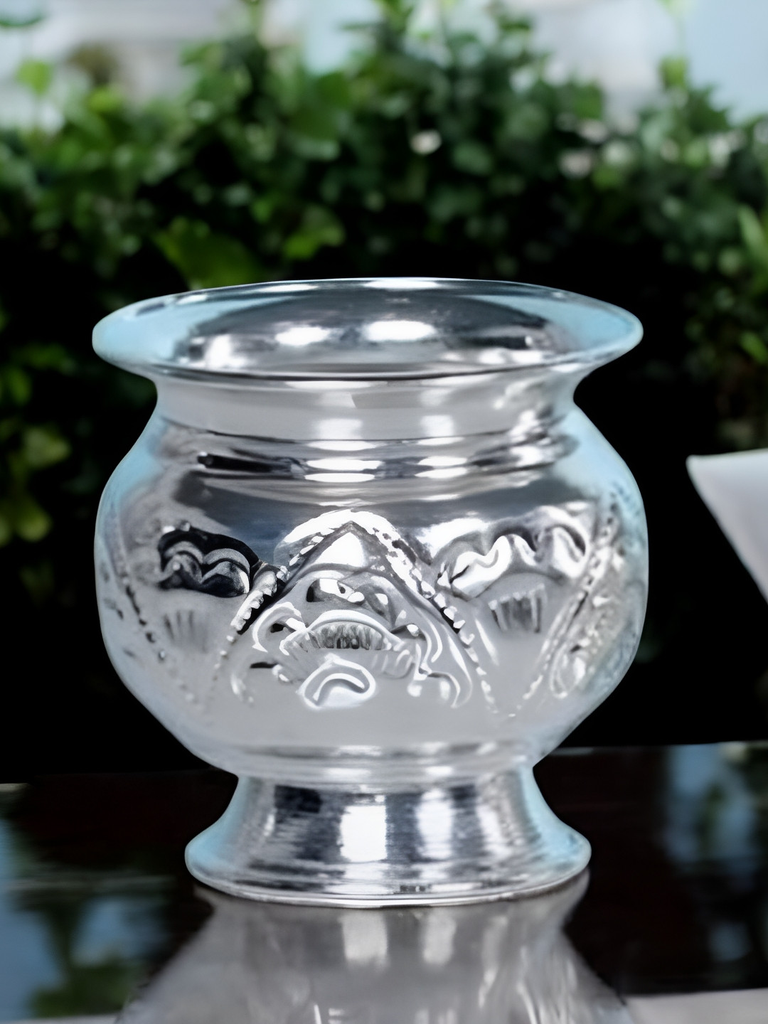 Sigaram Grey Textured German Silver Kum Kum Bharani Cup