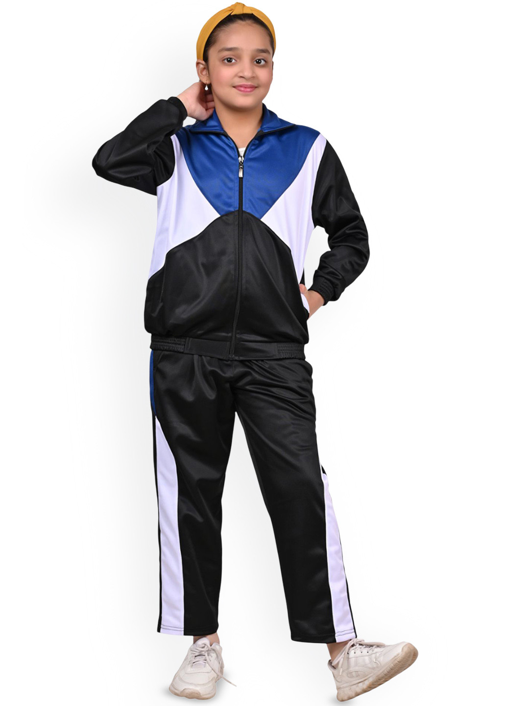 BAESD Girls Colourblock Mock Collar High-Rise Tracksuits