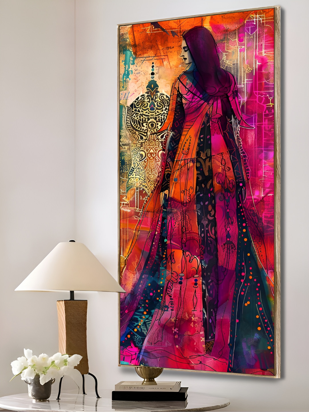 Art Street Pink & Blue Vintage Vogue Vignette Women Canvas Wall Painting