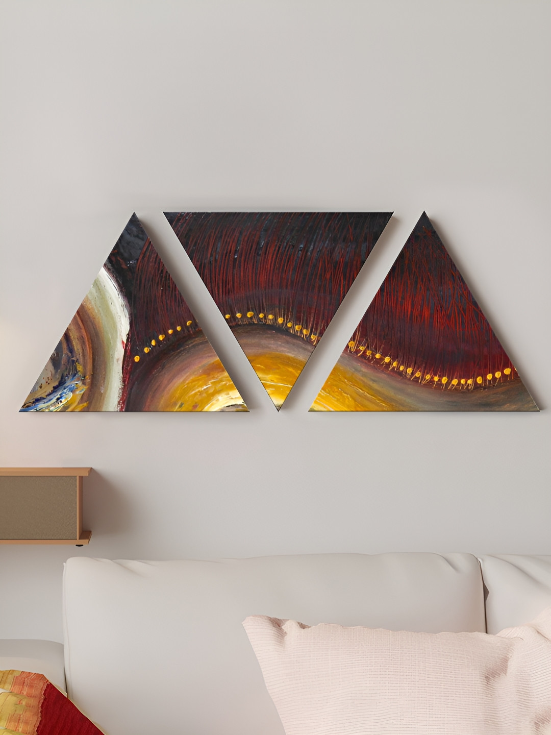 Art Street Contemporary Abstract Canvas 3 Pcs Wall Triangle Paintings Wall Art