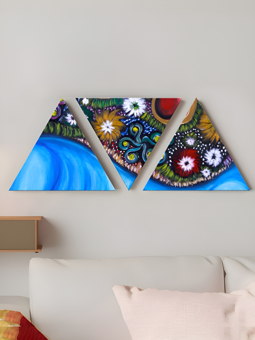 Art Street Canvas 3 Piece Wall Triangle Paintings Wall Art -12 x 12in