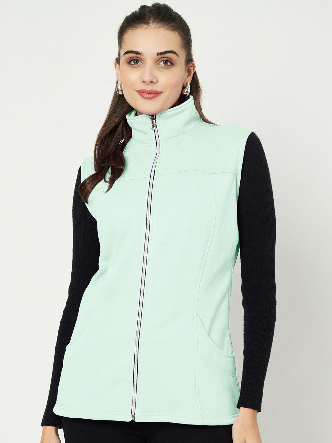 BRINNS Women Solid Mock Collar Tailored Jacket