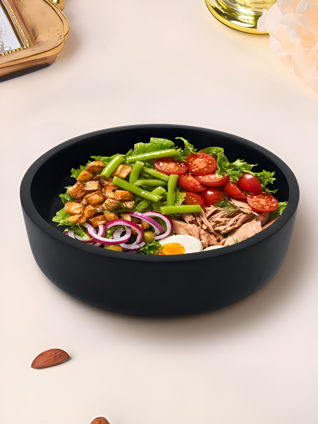 Metalsmith Black Wooden Easy to Clean Serving Bowl