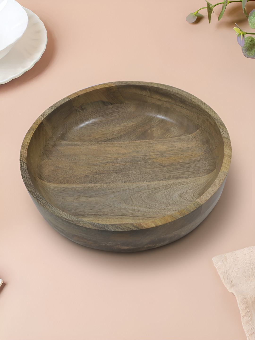 Metalsmith Beige Wooden Easy to Clean Serving Bowl
