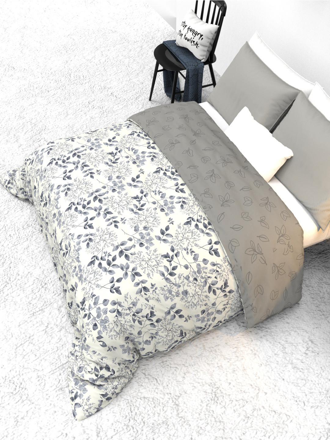 THE WHITE MOSS Reversible Luxury Soft 2 in 1 White Microfiber 150 GSM Single Bed Comforter