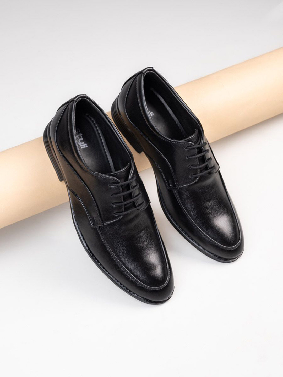 Styli Men Pointed Toe Lace Up Derby Shoes