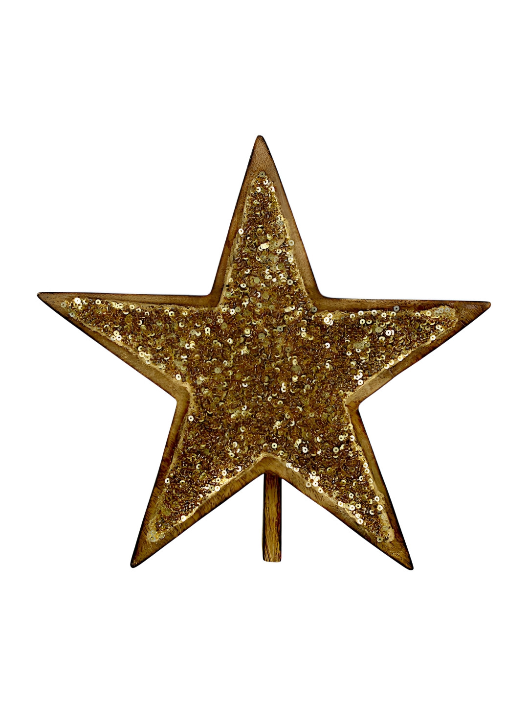 Hind Decor Brown Wooden Glittered Finish Christmas Star Decor