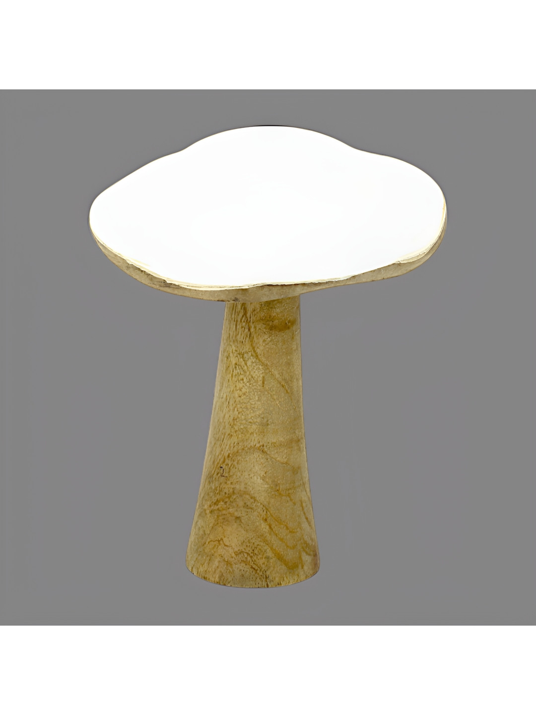 Hind Decor Mushroom White Wood Natural Living Room Hand-Crafted Medium Showpiece - 7.9 Inches