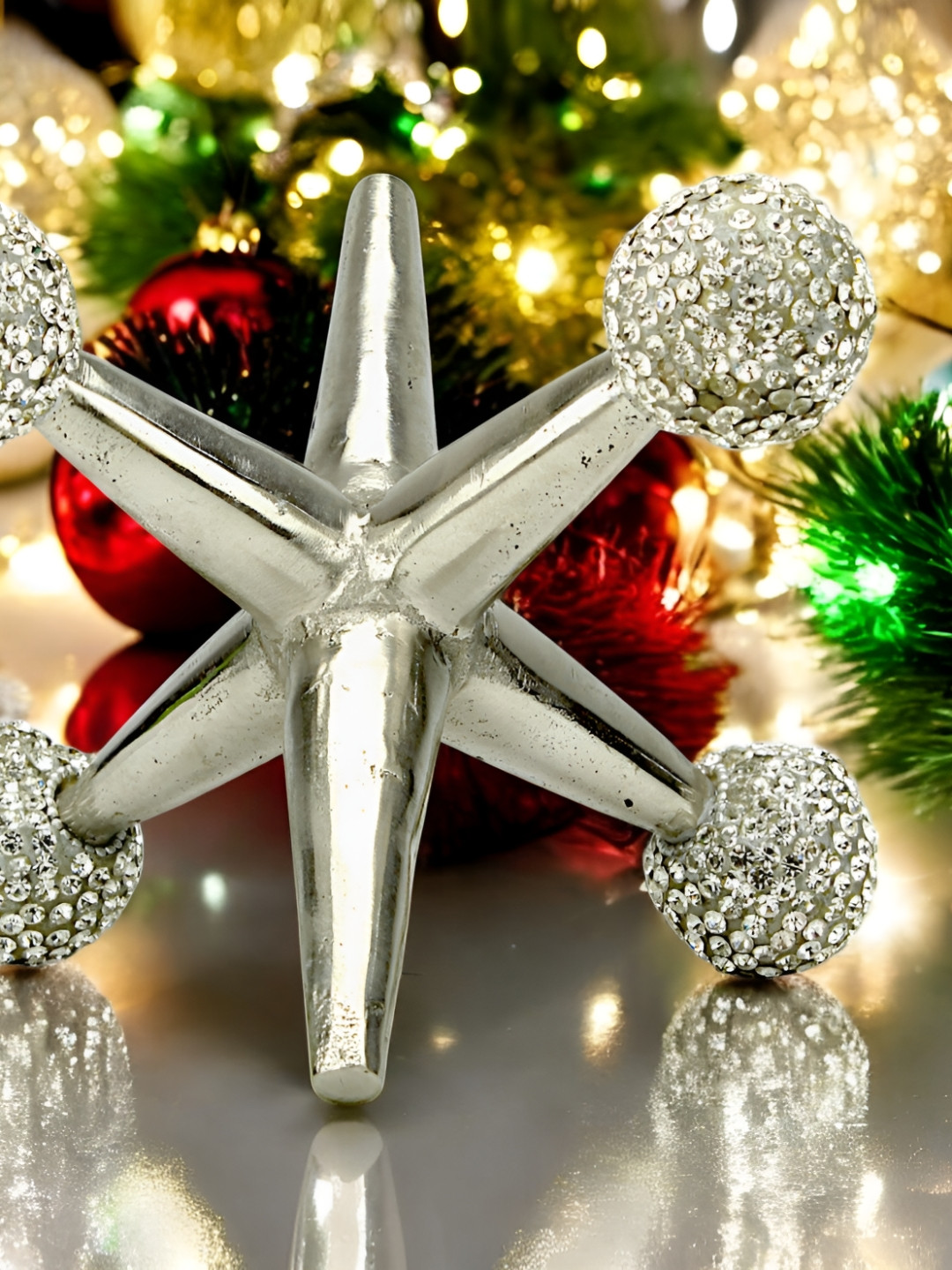 Hind Decor Christmas 3D Star Gold Metal Metallic Living Room Small Showpiece - 8.3 Inches