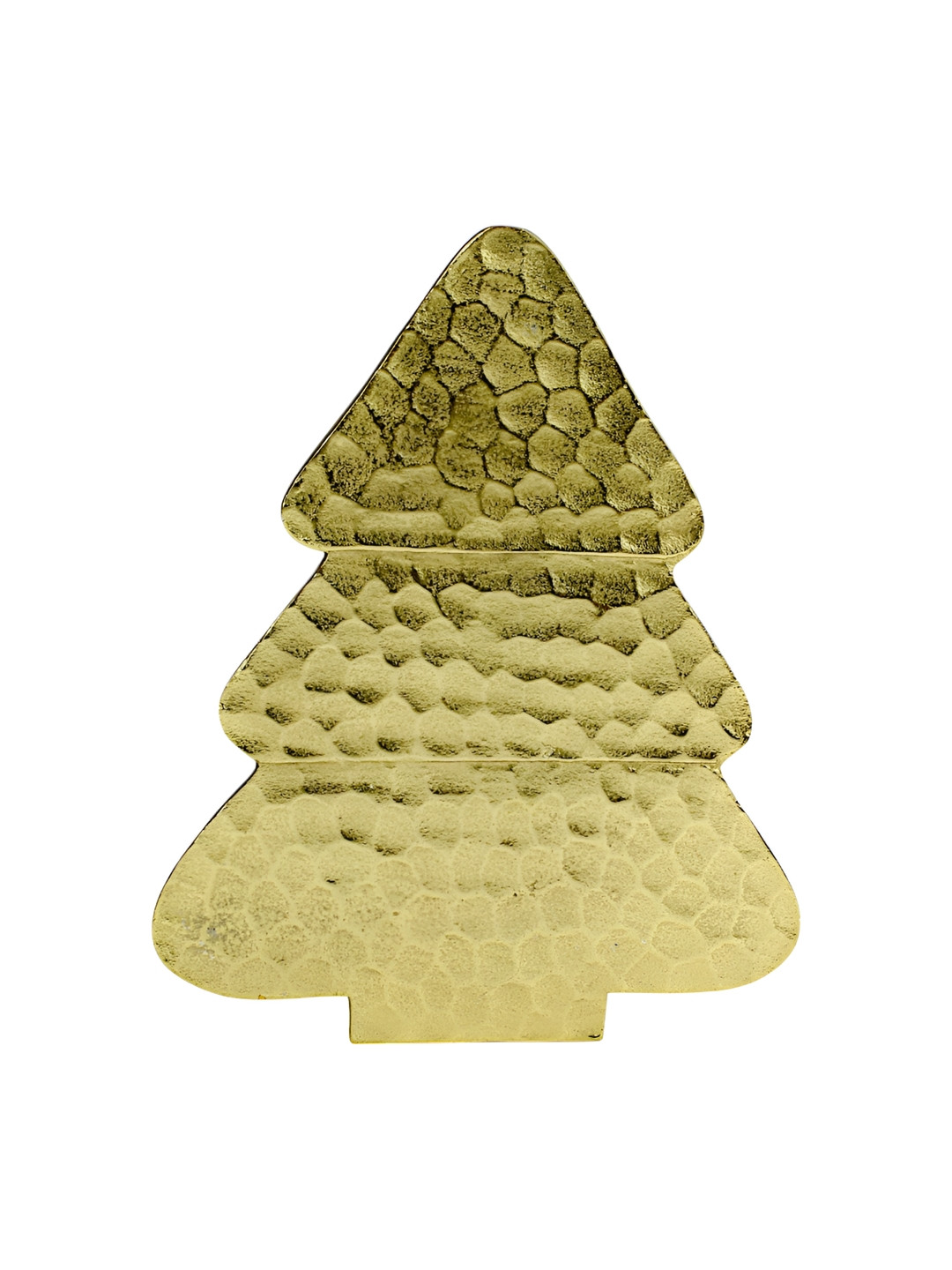 Hind Decor Gold Toned Christmas Tree Shape Serving Tray