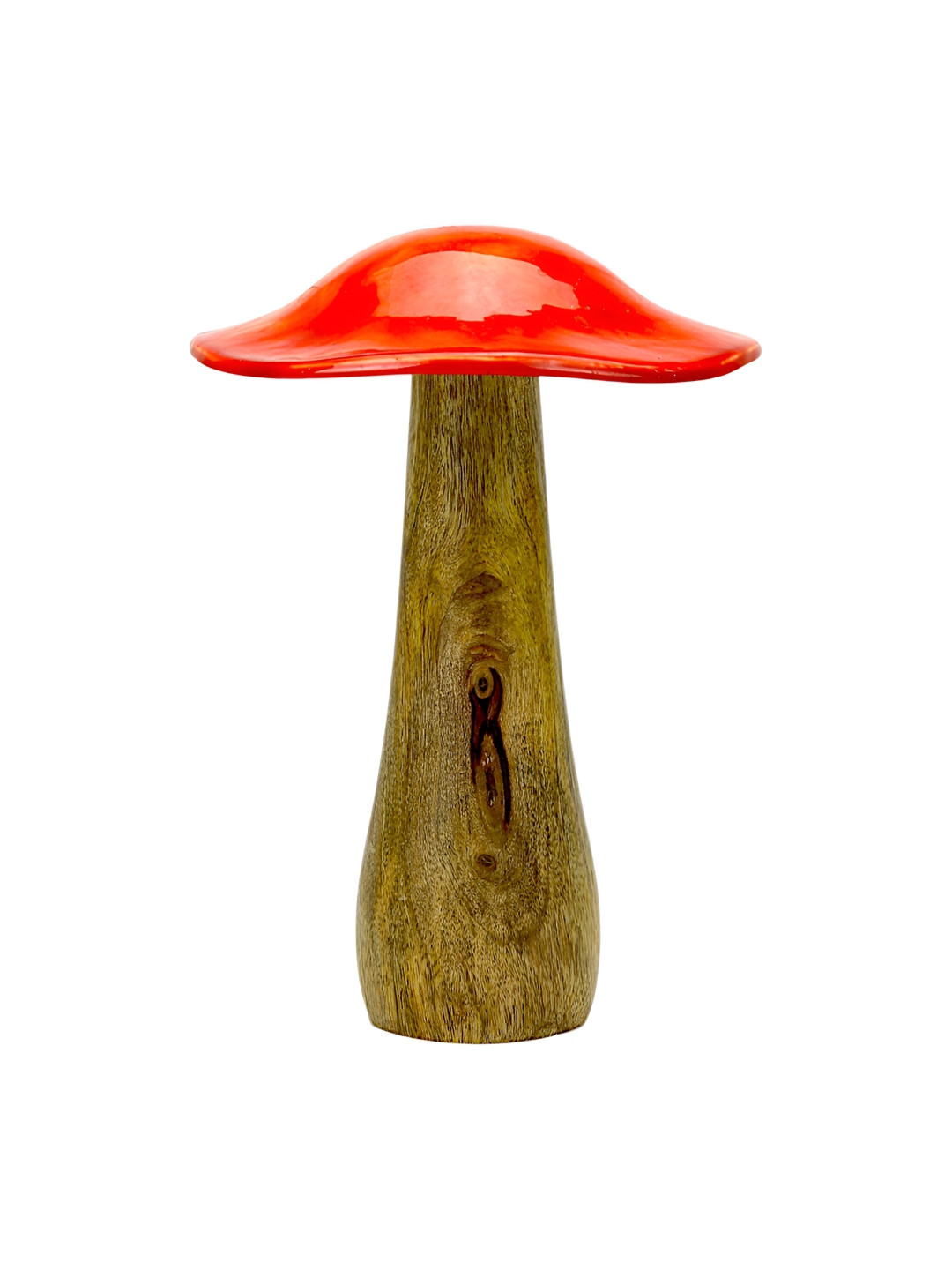 Hind Decor Mushroom Red Wood Matte Garden Hand-Crafted Small Showpiece - 8.7 Inches