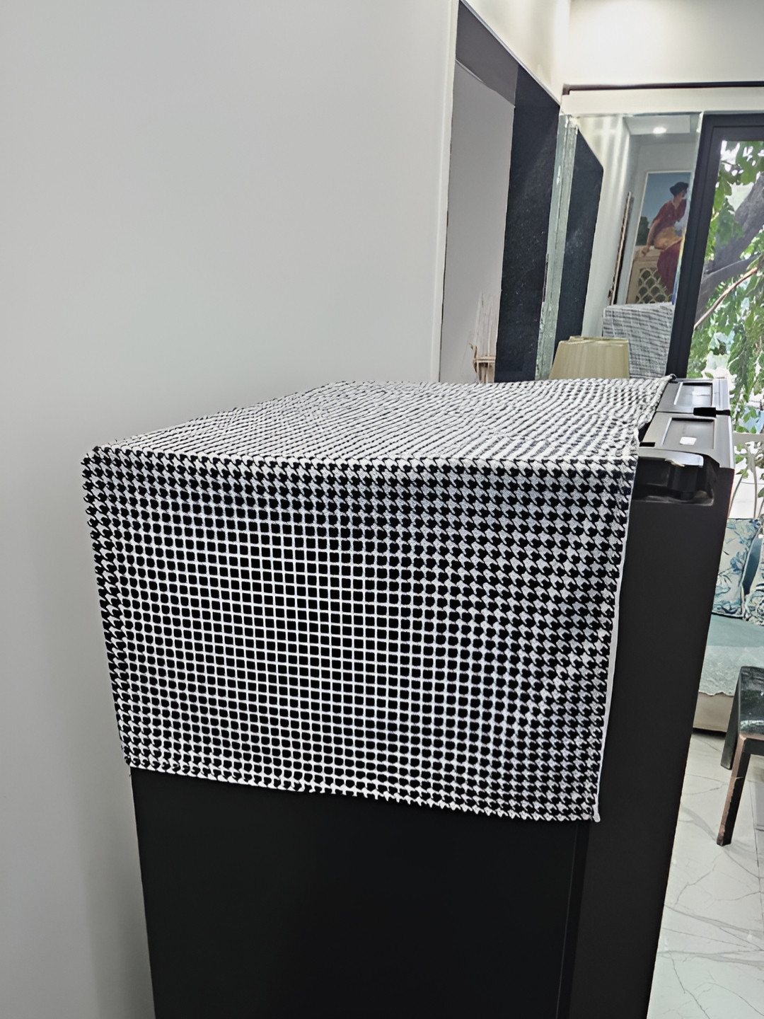 THROWPILLOW Black and White Geometric Printed Refrigerator Cover