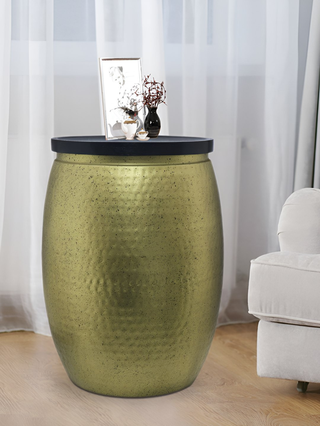 Metalsmith Gold-Toned and Black Metal Coffee Table