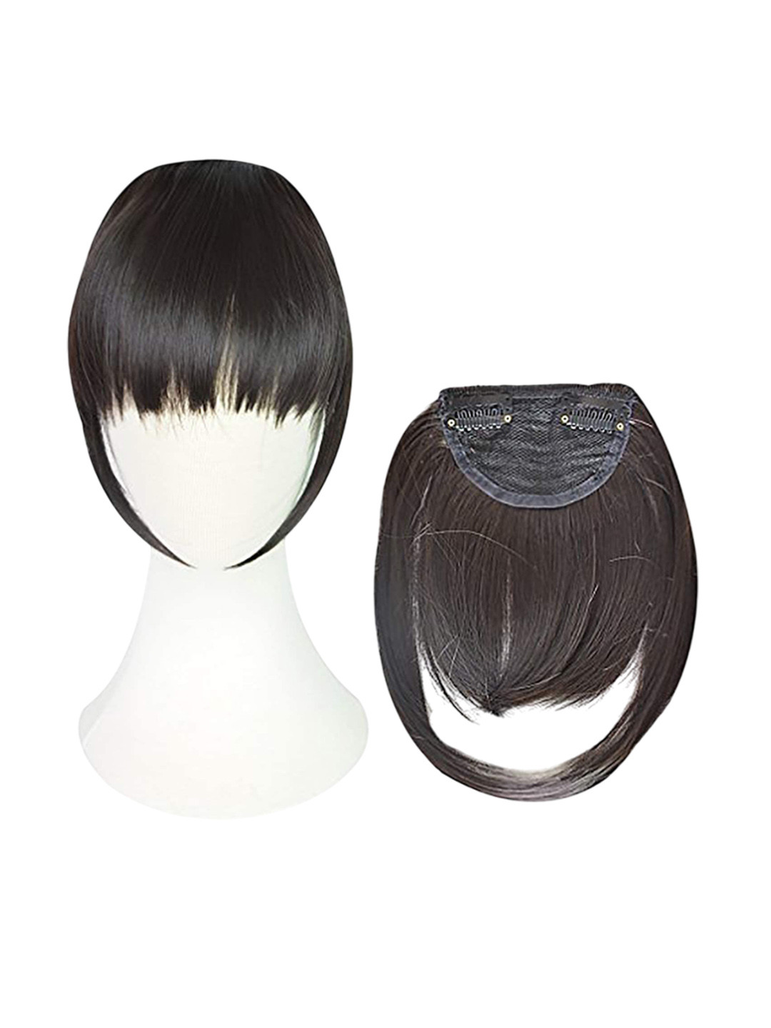 D-Divine Double Clip In Straight Bangs Hair Extension - Brown