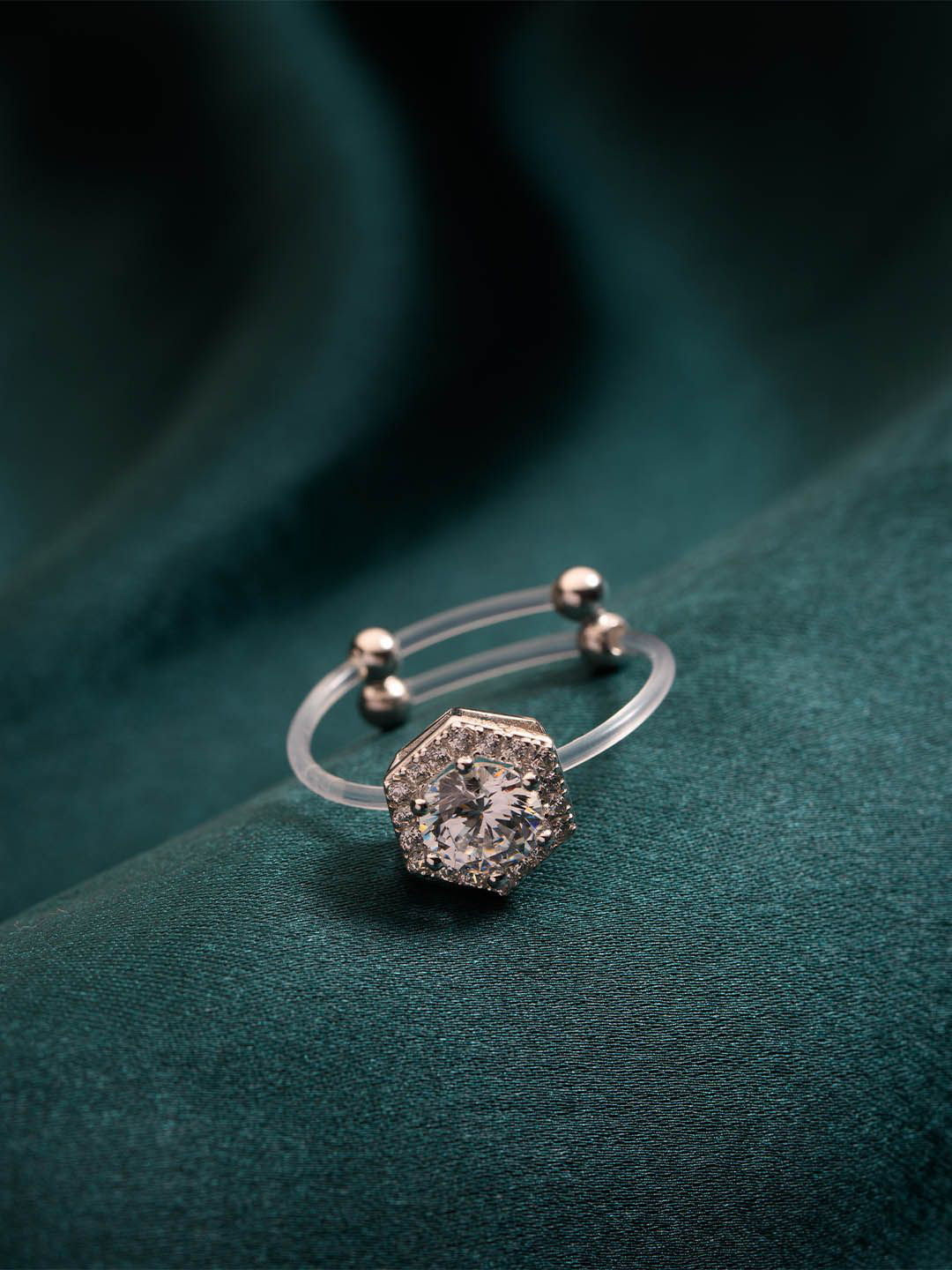 Gargi by P. N. Gadgil & Sons Rose Gold Plated Stones Studded Adjustable Finger Ring