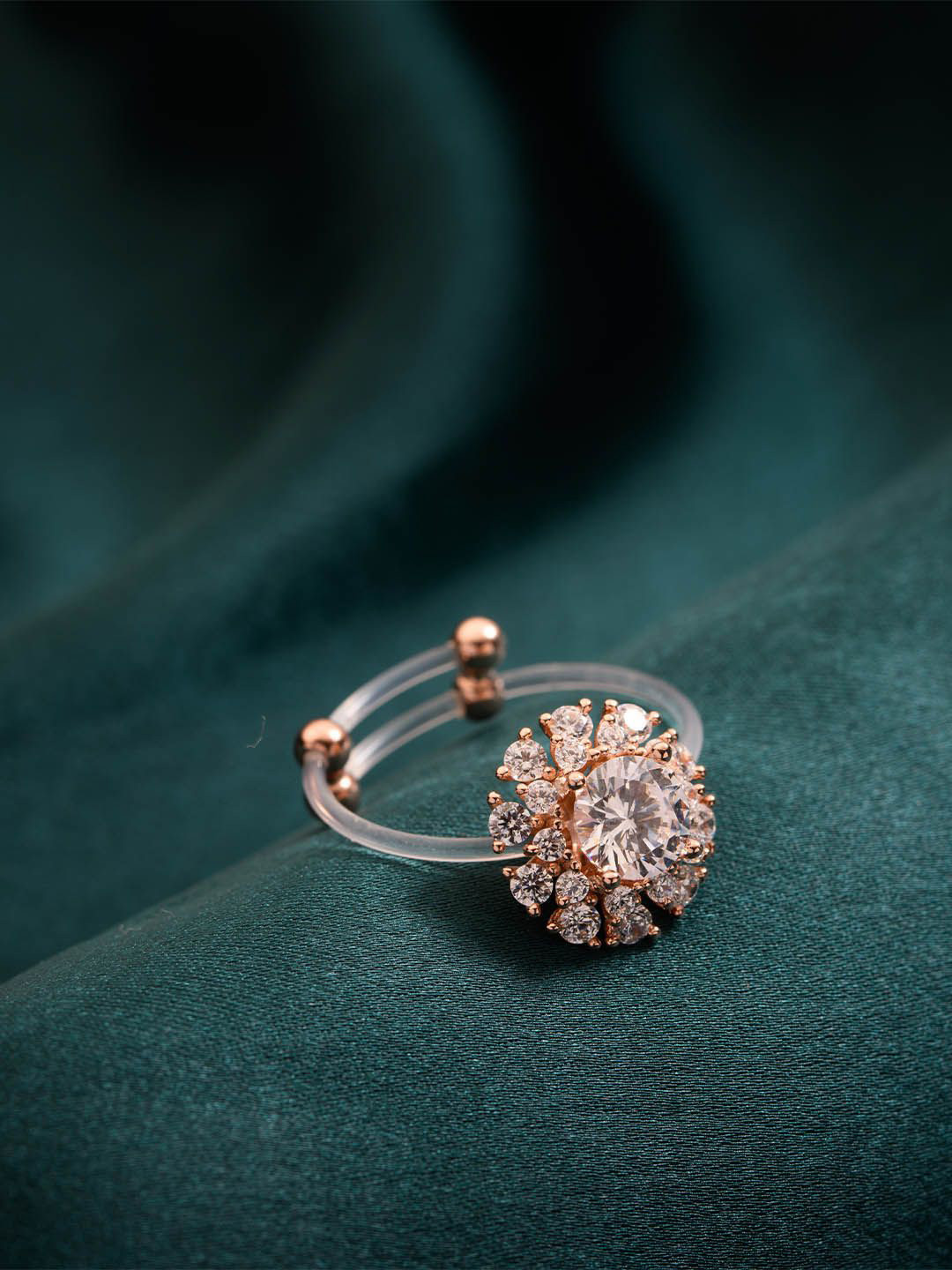 Gargi by P. N. Gadgil & Sons 925 Sterling Silver Stones Studded Adjustable Finger Ring