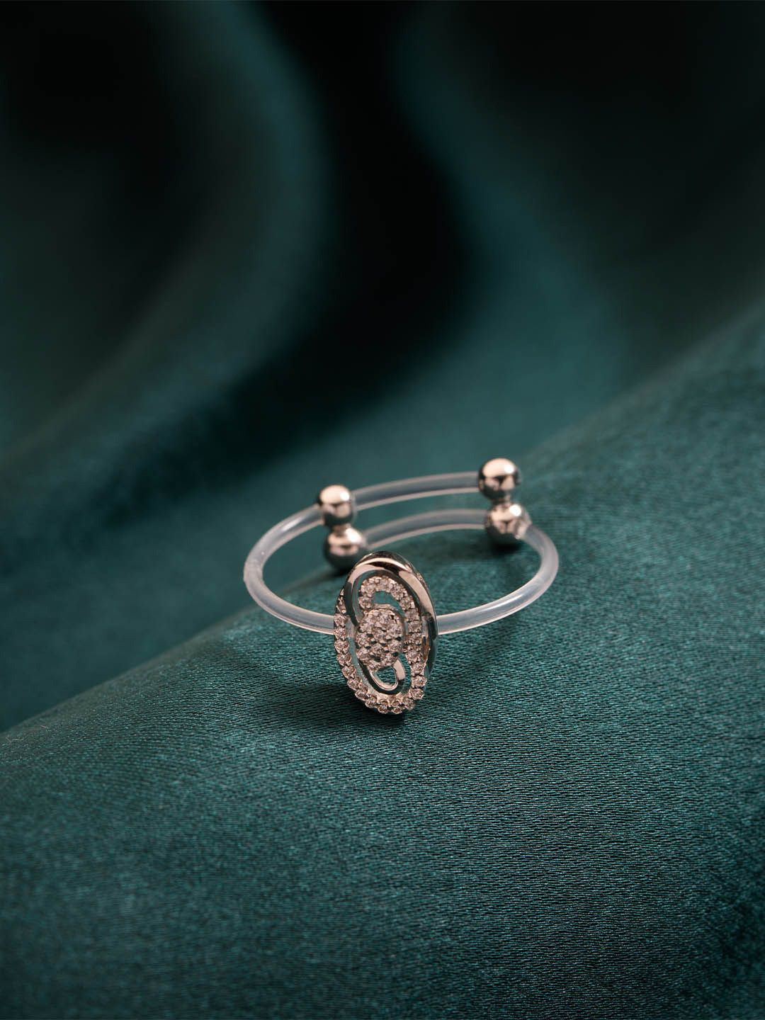 Gargi by P. N. Gadgil & Sons Rose Gold Plated Stones Studded Adjustable Finger Ring