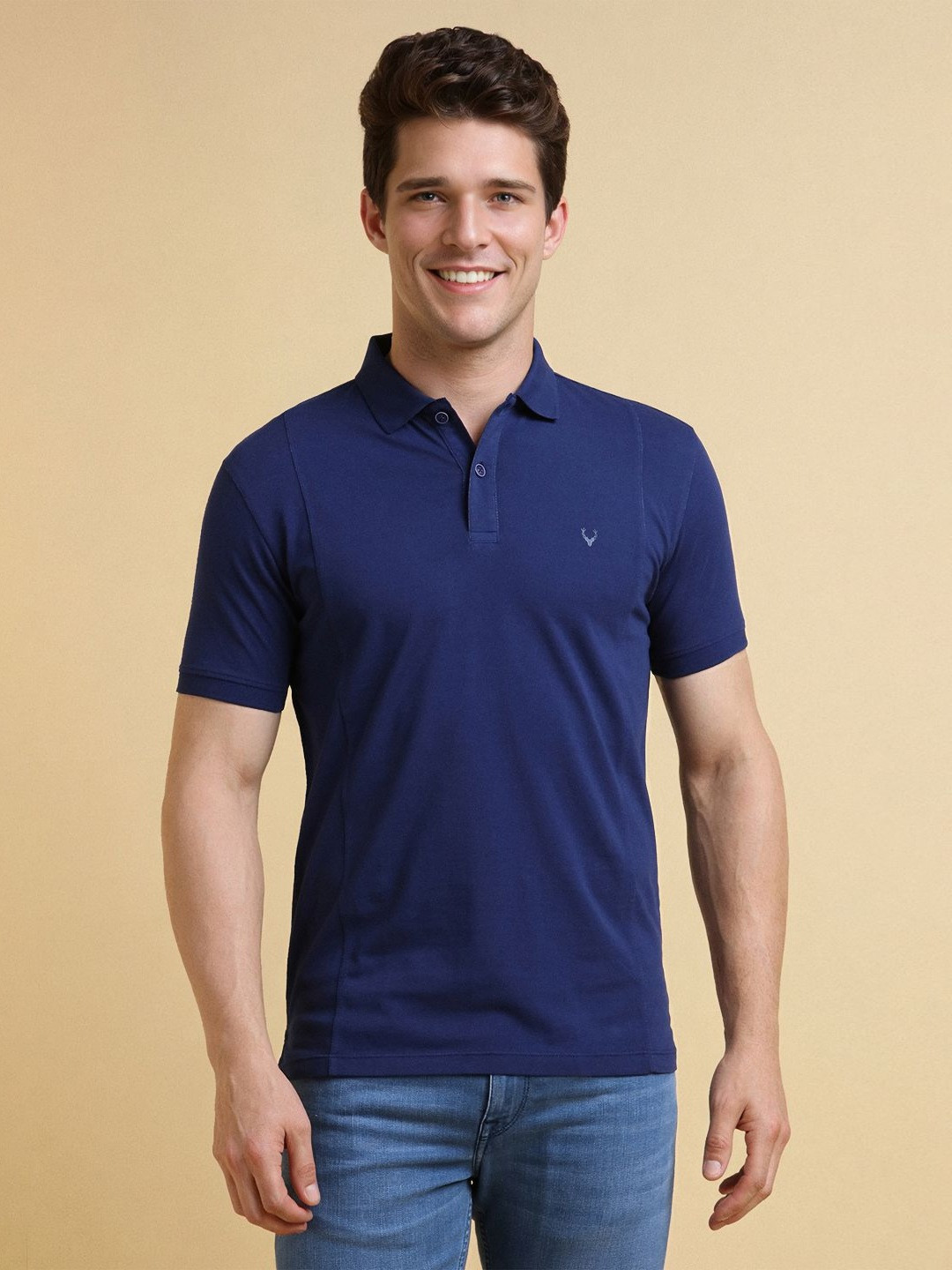 Allen Solly Men Solid Polo Collar Cotton T-shirt