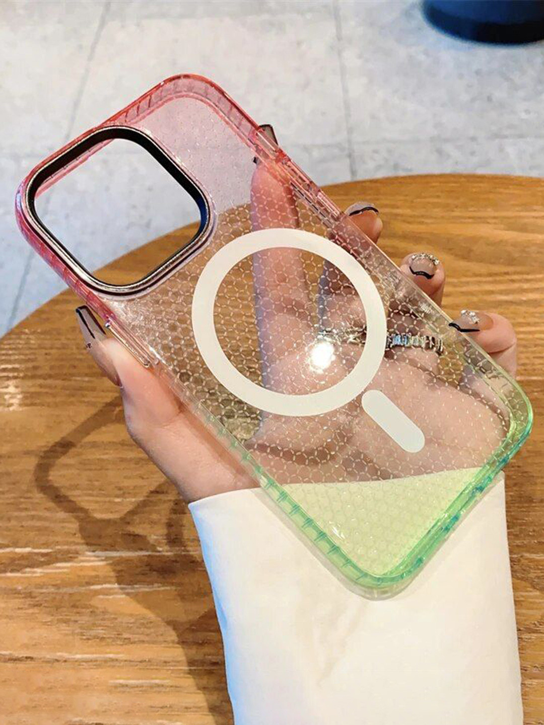 Luxury Kase LK080 Fashion Honeycomb Texture Soft Clear iPhone 13 Pro Max Back Case