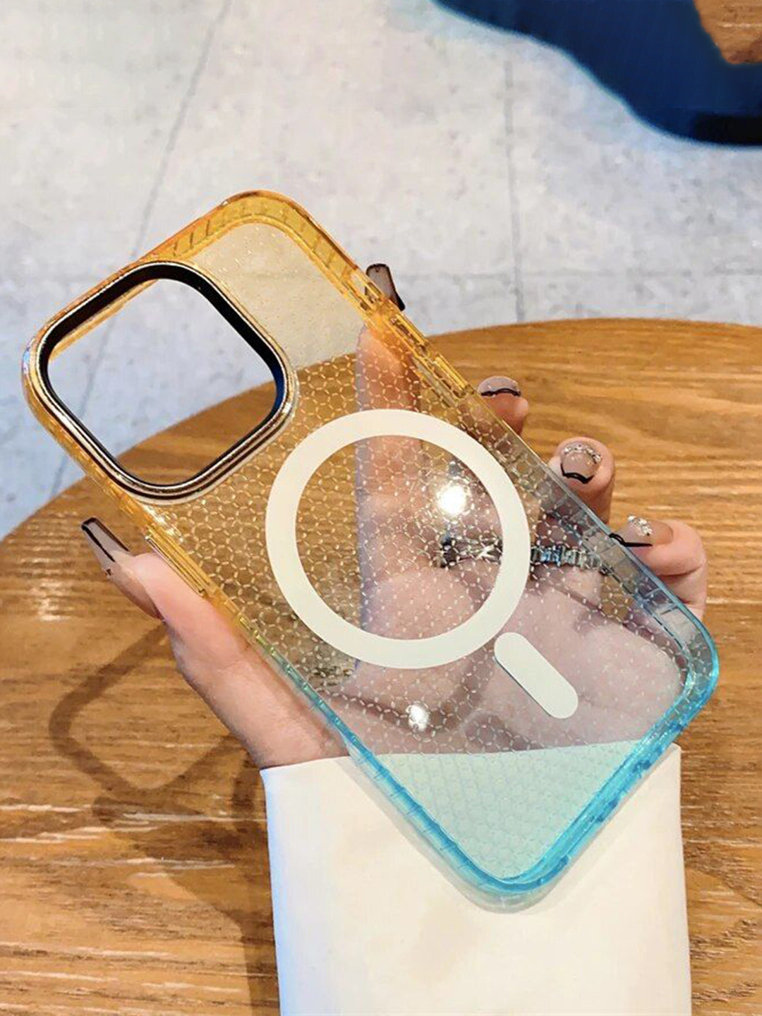 Luxury Kase LK080 Abstract Printed iPhone 14 Plus Fashion Gradient Color Back Case