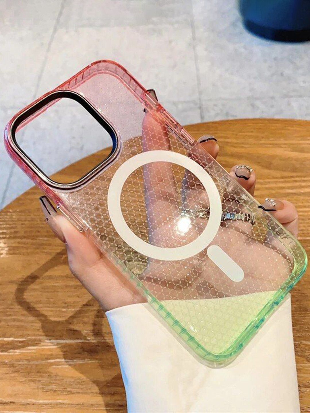 Luxury Kase LK080 Abstract Printed iPhone 14 Pro Max Fashion Gradient Color Back Case