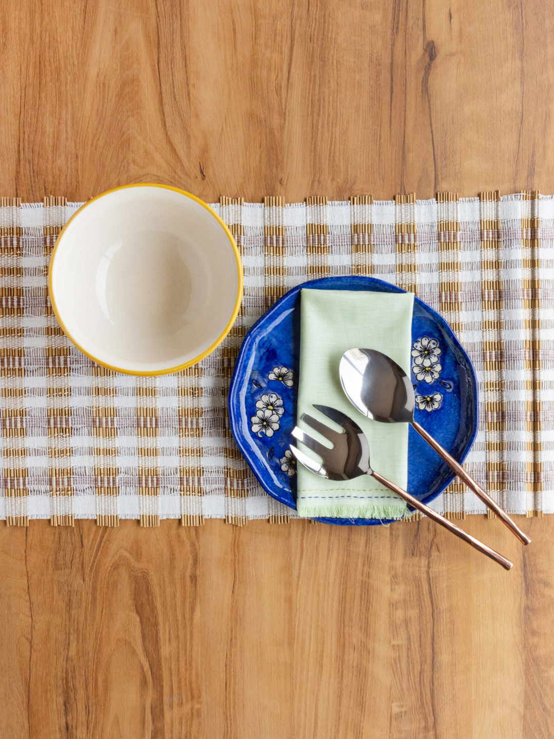 Eyaas Silver-Toned & Copper-Toned 2 Pieces Stainless Steel Salad Serving Spoon & Fork