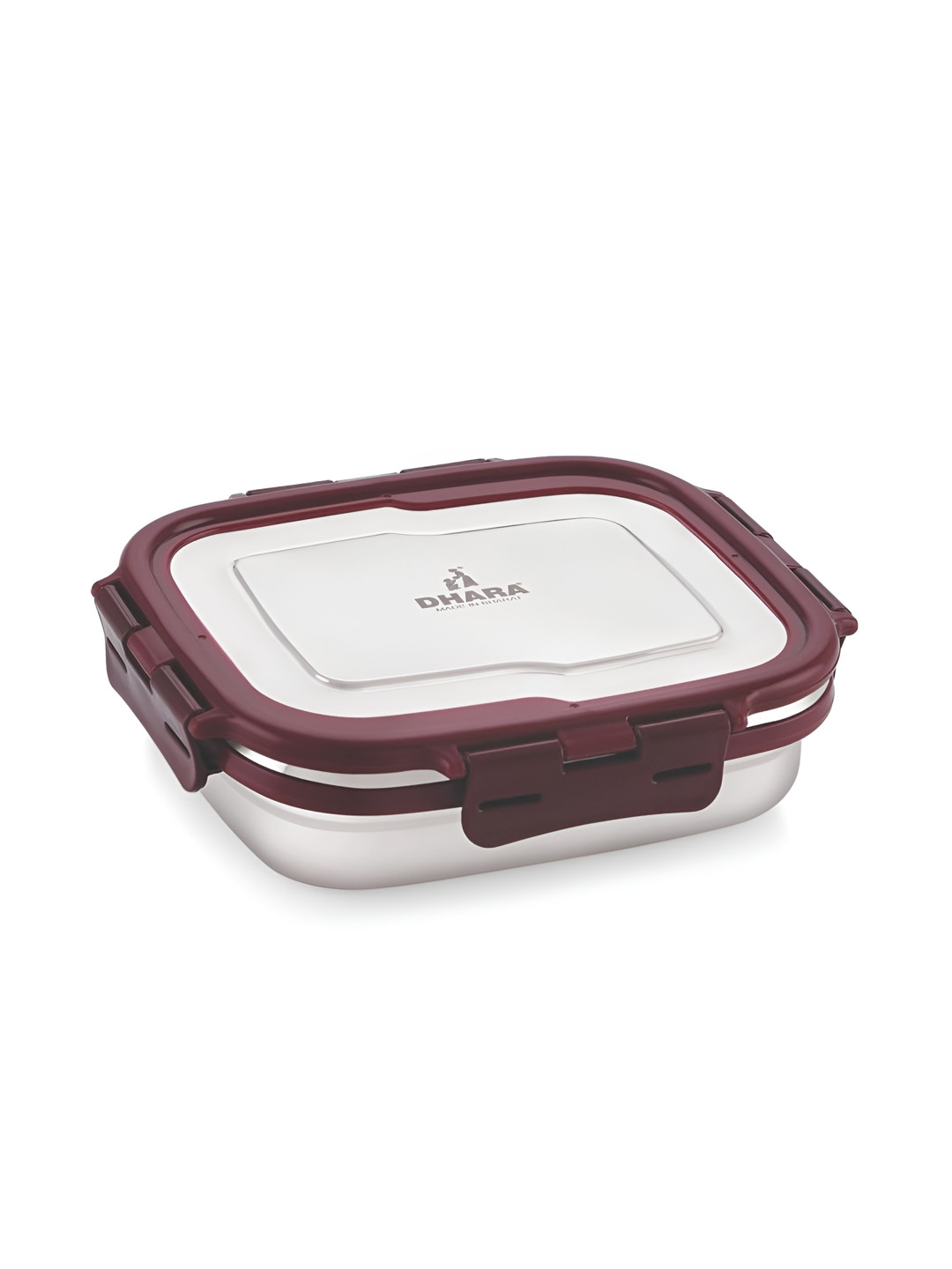 Dhara Stainless Steel Blaze Stainless Steel Dishwasher Safe Lunch Box With Spoon and Fork