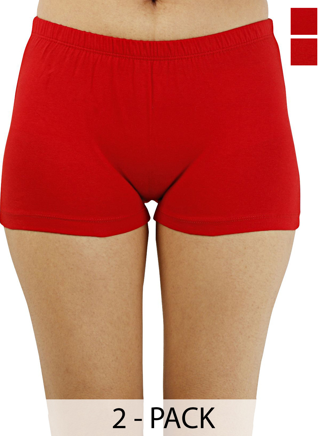Diving deep Pack Of 2 Cotton Boy Shorts Briefs Full Panty_Pack of 2 Red_XL