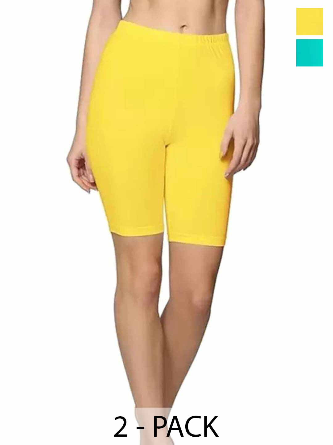 Diving Deep Pack Of 2 Cotton Mid-Rise Boy Shorts Briefs 24_6A708 No. YellowShorts-2 Pc__L